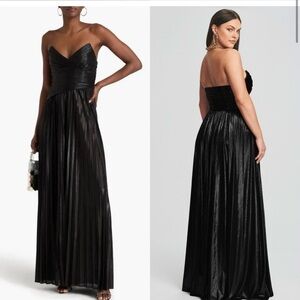 Retrofete Elegant Black Strapless Evening Gown